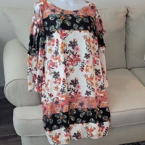 MSK Cream Sundress with Bishop Sleeves and Scoop Neck